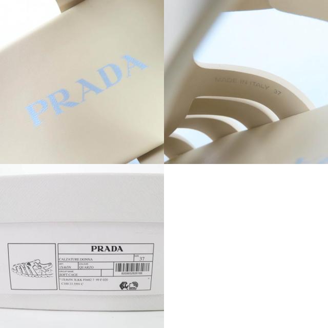 未使用品☆PRADA プラダ 1X465N トライアングルロゴ ラバー スポーティ フィッシャーマンサンダル グルカ サンダル アイボリー 37 箱付_9