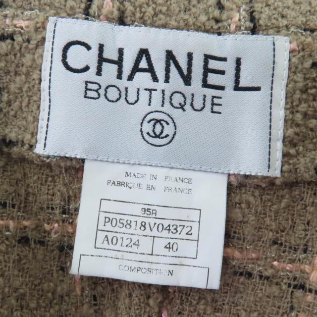 美品☆CHANEL シャネル ヴィンテージ 95A P05818V04372 ココボタン ツイードジャケット ワンピース アンサンブル ブラウン系 40 正規品_8