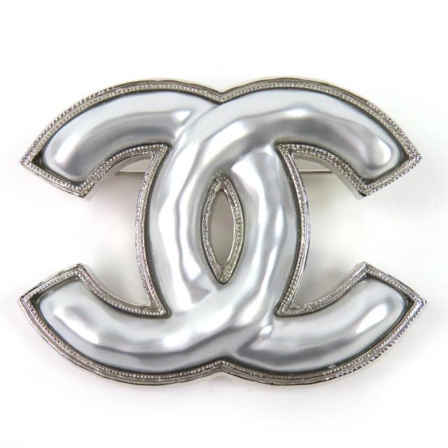 極美品△CHANEL シャネル B25C ココマーク CCロゴ ブローチ シルバー 箱付き イタリア製 レディース 大人気 オススメ◎