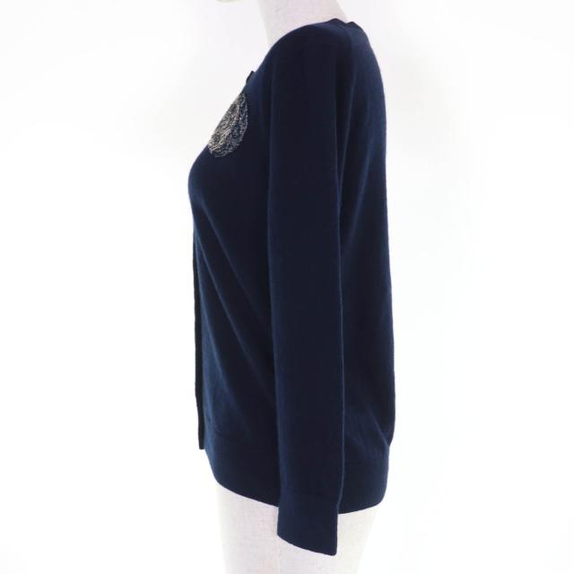美品☆Christian Dior クリスチャンディオール 7H24106XM007 カシミヤ100％ ビーズ装飾 長袖ニット カーディガン ネイビー 40 正規品_1