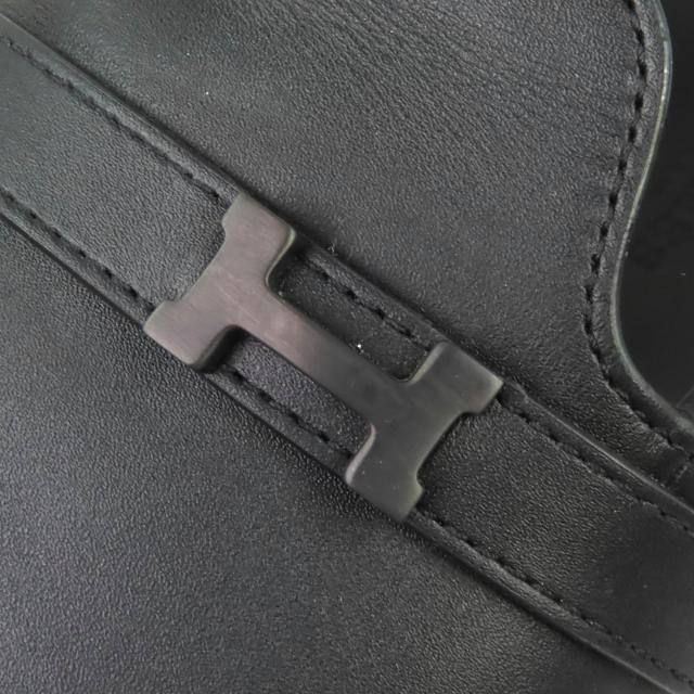 美品△HERMES エルメス 23SS H231741Z ジャコモ Hロゴ アンクルストラップ レザー コンフォートサンダル ブラック 43 イタリア製 メンズ_8