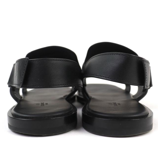 美品△HERMES エルメス 23SS H231741Z ジャコモ Hロゴ アンクルストラップ レザー コンフォートサンダル ブラック 43 イタリア製 メンズ_5