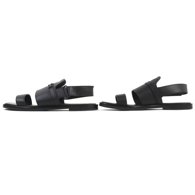 美品△HERMES エルメス 23SS H231741Z ジャコモ Hロゴ アンクルストラップ レザー コンフォートサンダル ブラック 43 イタリア製 メンズ_2