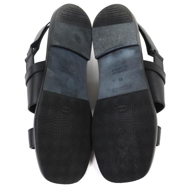 美品△HERMES エルメス 23SS H231741Z ジャコモ Hロゴ アンクルストラップ レザー コンフォートサンダル ブラック 43 イタリア製 メンズ_7