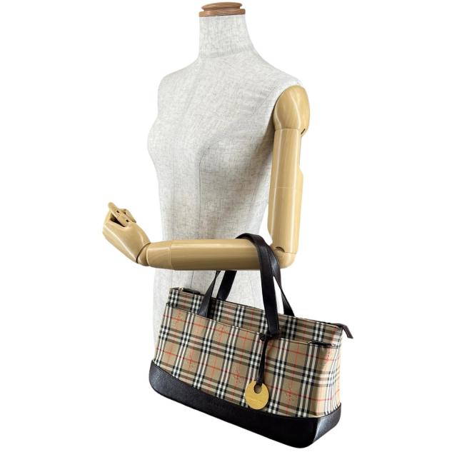 未使用品▲BURBERRY バーバリー ヴィンテージ レザー キャンバス ノバチェック ハンドバッグ ブラウン 箱・保存袋付き レディース_2