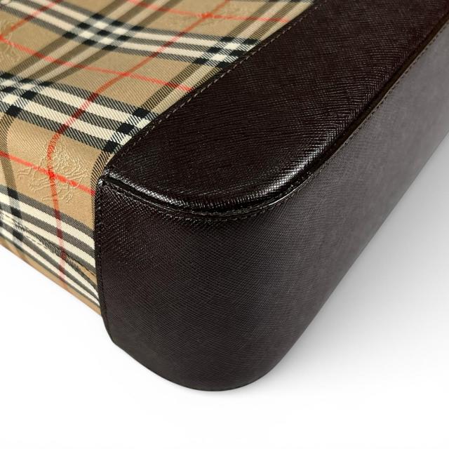 未使用品▲BURBERRY バーバリー ヴィンテージ レザー キャンバス ノバチェック ハンドバッグ ブラウン 箱・保存袋付き レディース_7