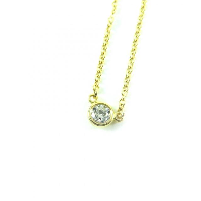 美品★ティファニー エルサペレッティ バイザヤード K18 750(YG) 現行品 0.08ct 1P ダイヤ ネックレス ゴールド 重量1.75g