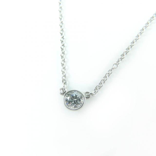 美品☆TIFFANY&Co. ティファニー バイ ザ ヤード シングル ダイヤモンド ペンダント PT950 枠直径約4.12mm 0.12ct 重量2.48g