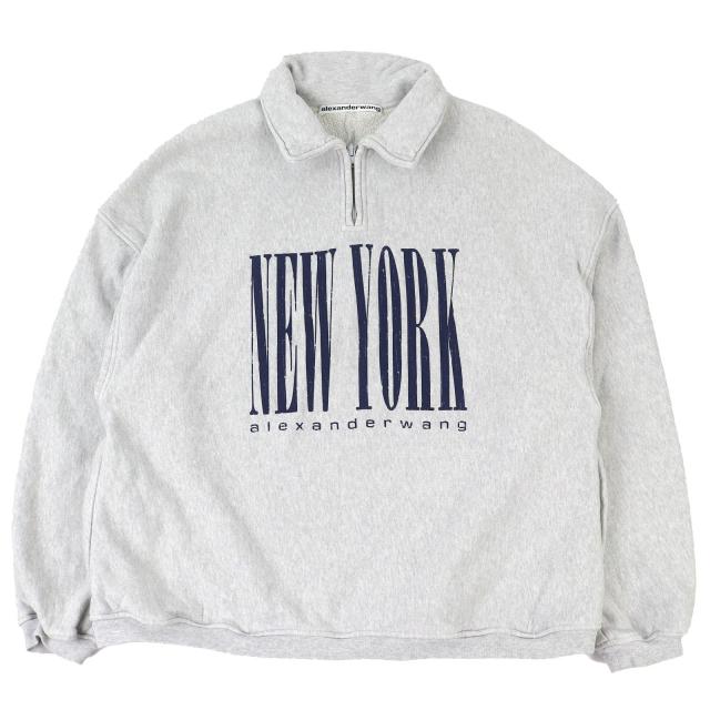 【ドンドン見直し】美品△Alexander Wang アレキサンダーワン 23SS UCC1231600 HALF ZIP SWEATSHIRT WITH NY PUFF GRAPHIC XS グレー