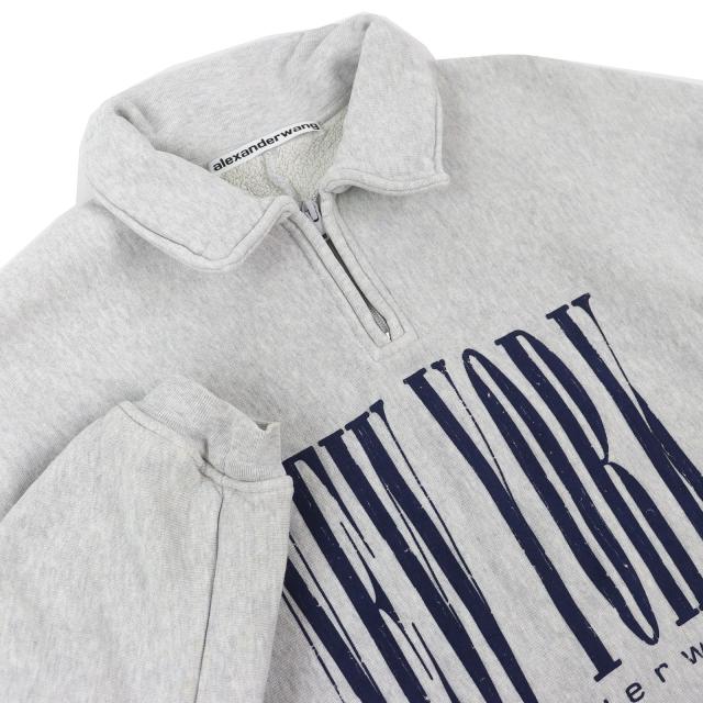 【ドンドン見直し】美品△Alexander Wang アレキサンダーワン 23SS UCC1231600 HALF ZIP SWEATSHIRT WITH NY PUFF GRAPHIC XS グレー_2