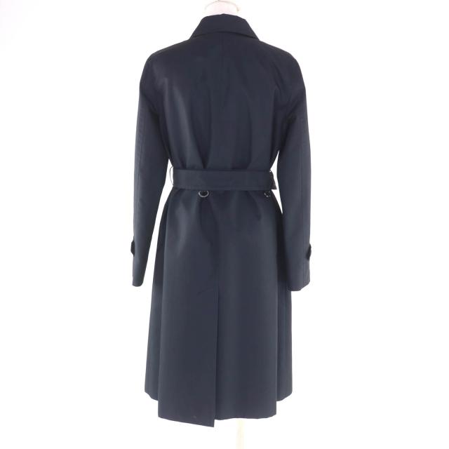 極美品★Aquascutum アクアスキュータム ロゴボタン・ライナー付 比翼仕立て ステンカラーコート ネイビー 8 日本製 正規品 レディース