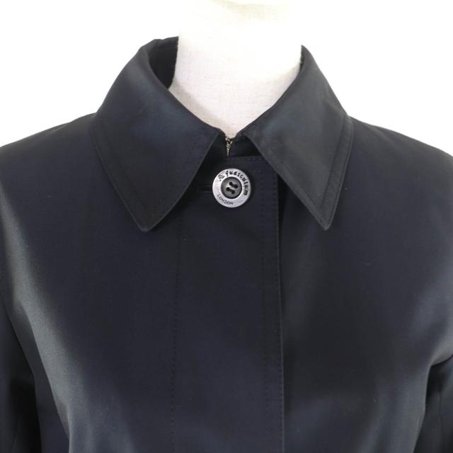 極美品★Aquascutum アクアスキュータム ロゴボタン・ライナー付 比翼仕立て ステンカラーコート ネイビー 8 日本製 正規品 レディース