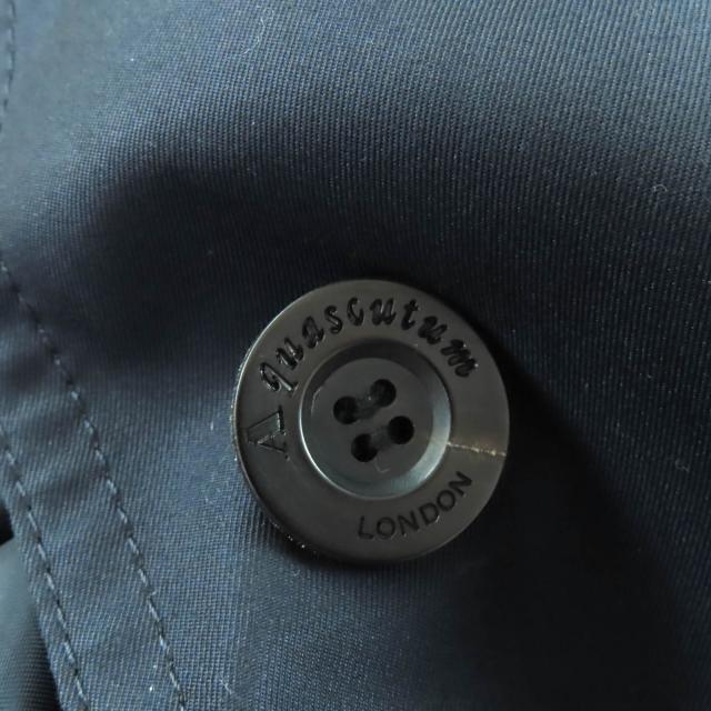 極美品★Aquascutum アクアスキュータム ロゴボタン・ライナー付 比翼仕立て ステンカラーコート ネイビー 8 日本製 正規品 レディース