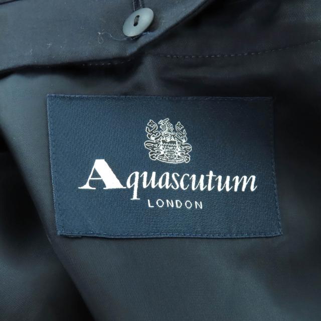 極美品★Aquascutum アクアスキュータム ロゴボタン・ライナー付 比翼仕立て ステンカラーコート ネイビー 8 日本製 正規品 レディース
