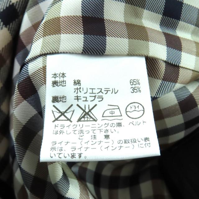極美品★Aquascutum アクアスキュータム ロゴボタン・ライナー付 比翼仕立て ステンカラーコート ネイビー 8 日本製 正規品 レディース