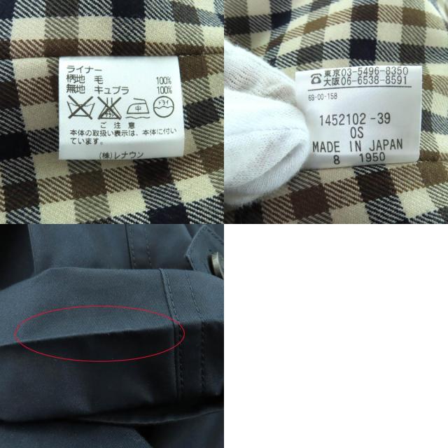 極美品★Aquascutum アクアスキュータム ロゴボタン・ライナー付 比翼仕立て ステンカラーコート ネイビー 8 日本製 正規品 レディース