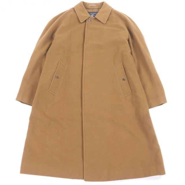 美品□Burberrys バーバリー ヴィンテージ ウール カシミヤ フライフロント ステンカラーコート ロングコート ベージュ 94-175-6 メンズ