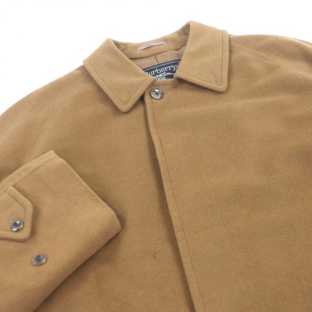美品□Burberrys バーバリー ヴィンテージ ウール カシミヤ フライフロント ステンカラーコート ロングコート ベージュ 94-175-6 メンズ_1