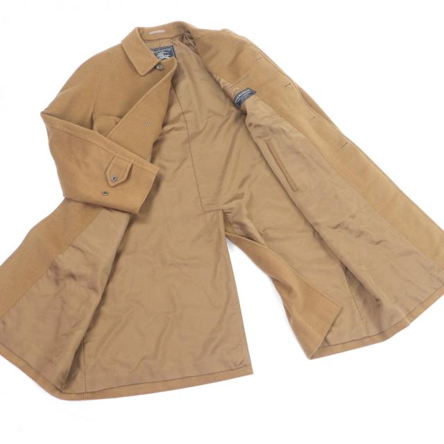 美品□Burberrys バーバリー ヴィンテージ ウール カシミヤ フライフロント ステンカラーコート ロングコート ベージュ 94-175-6 メンズ_2