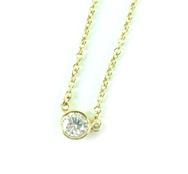 極美品★TIFFANY&Co. ティファニー エルサペレッティ バイザヤード AU750 1P ダイヤ ネックレス ゴールド 総重量1.77g レディース
