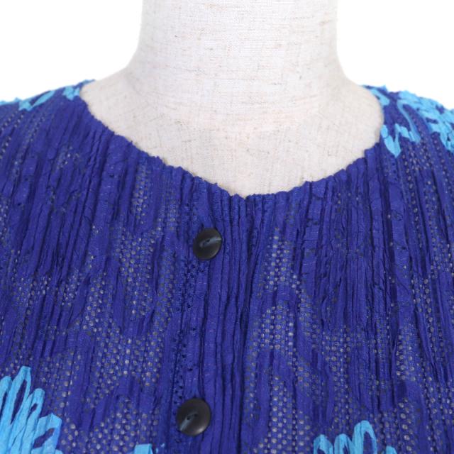 極美品▲PLEATS PLEASE プリーツプリーズ イッセイミヤケ PP06-JO905 フラワープリント 半袖 カーディガン 3 日本製 正規品 レディース_3