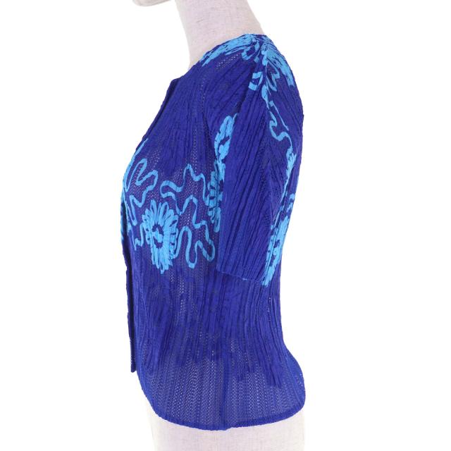 極美品▲PLEATS PLEASE プリーツプリーズ イッセイミヤケ PP06-JO905 フラワープリント 半袖 カーディガン 3 日本製 正規品 レディース_1