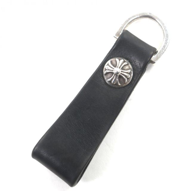 美品▼CHROME HEARTS クロムハーツ 925 レザー クロスボール ベルトループ インヴォイス付き(2021年) キーホルダー シルバー 総重量23g