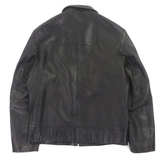 良品▽HUGO BOSS ヒューゴボス ラムレザー ダブルジップアップ 
