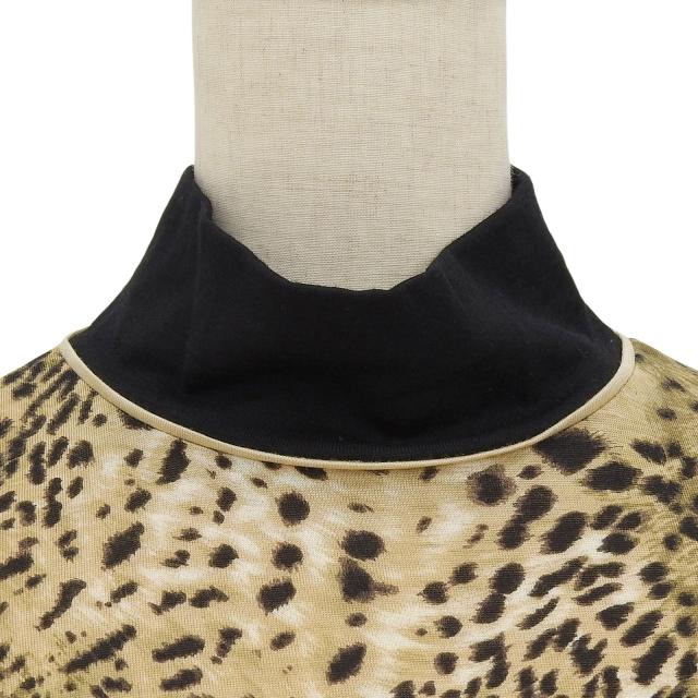 極美品▲LEONARD レオナール ウール シルク ベルト付 レオパード柄 ハイネック ロングスリーブ 長袖ニット LL 日本製 正規品 レディース_2