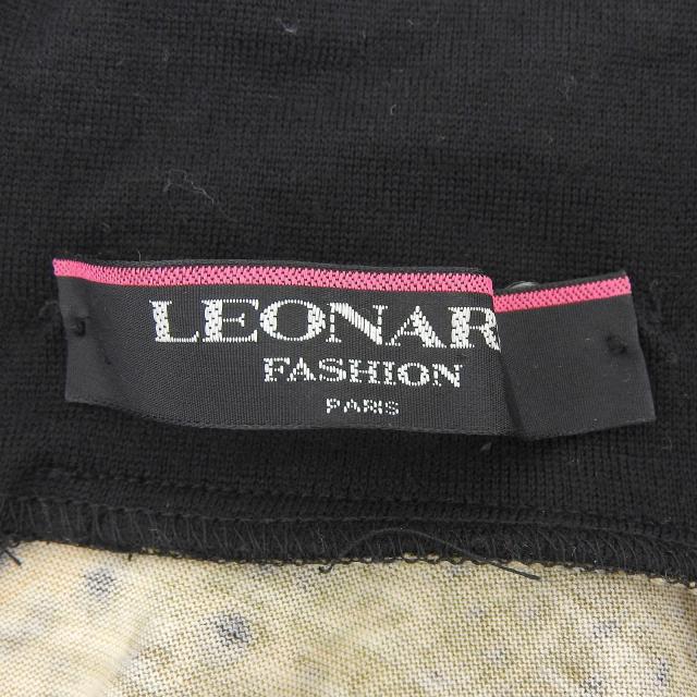 極美品▲LEONARD レオナール ウール シルク ベルト付 レオパード柄 ハイネック ロングスリーブ 長袖ニット LL 日本製 正規品 レディース_6