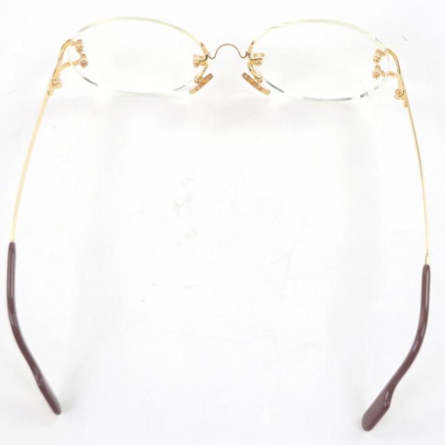 美品□Cartier カルティエ Cロゴ オーバルレンズ ツーポイント リムレス メガネ 眼鏡 アイウェア ゴールド ボルドー □16 度入り 仏製_4
