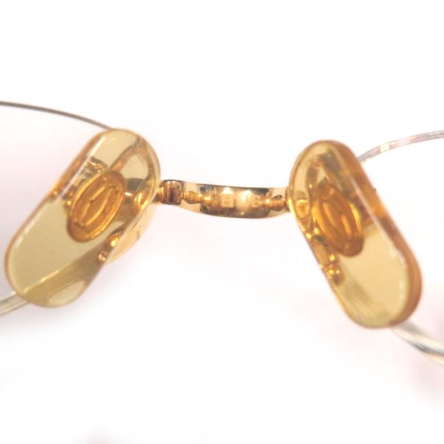 美品□Cartier カルティエ Cロゴ オーバルレンズ ツーポイント リムレス メガネ 眼鏡 アイウェア ゴールド ボルドー □16 度入り 仏製_8