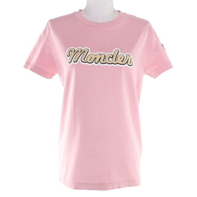 美品★MONCLER モンクレール 23SS I20938C00011 コットン100％ ロゴワッペン付 ロゴデザイン クルーネック 半袖Ｔシャツ XS 正規品