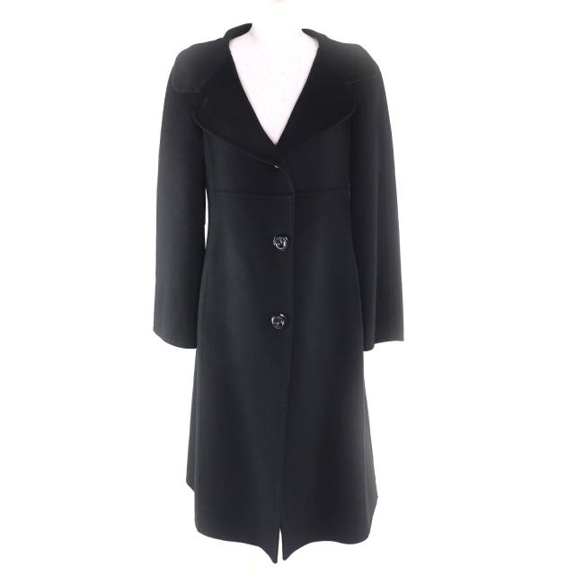 極美品★Max Mara マックスマーラ カシミヤ100% 白タグ Cucito A Mano コート アウター ブラック 40 イタリア製 正規品 レディース