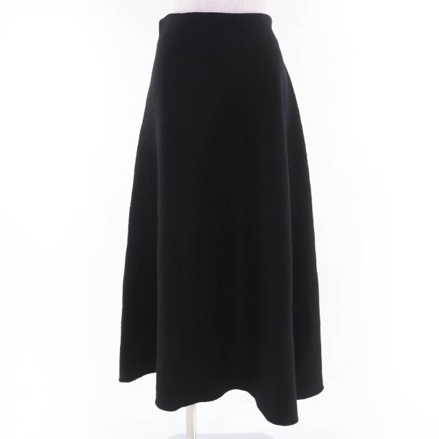 極美品☆JIL SANDER ジルサンダー 23AW J02MA0024 ウール 裾アシンメトリー ニット フレアスカート ブラック 34 伊製 正規品 レディース
