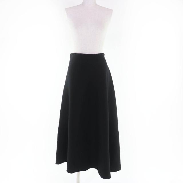 極美品☆JIL SANDER ジルサンダー 23AW J02MA0024 ウール 裾アシンメトリー ニット フレアスカート ブラック 34 伊製 正規品 レディース_1