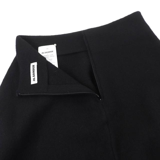 極美品☆JIL SANDER ジルサンダー 23AW J02MA0024 ウール 裾アシンメトリー ニット フレアスカート ブラック 34 伊製 正規品 レディース_4