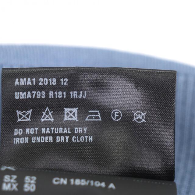 美品▼PRADA プラダ UMA793 ウール シルク Vネック ラインデザイン 薄手 ハイゲージニット セーター ブルー 52 イタリア製 正規品 メンズ_6
