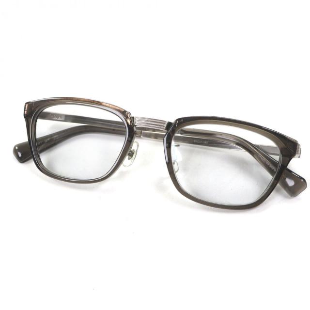 美品▼Opticien Loyd オプティシァンロイド LY-01 メガネ 眼鏡 アイウェア クリアグレー シルバー 51□21-143 ケース付き 日本製 メンズ 28,600円