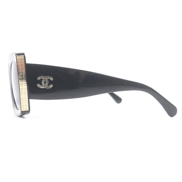 良品□CHANEL シャネル A71377 ココマーク レクタングル シェイプ アイウェア サングラス ブラック ゴールド イタリア製 定価81400円_3