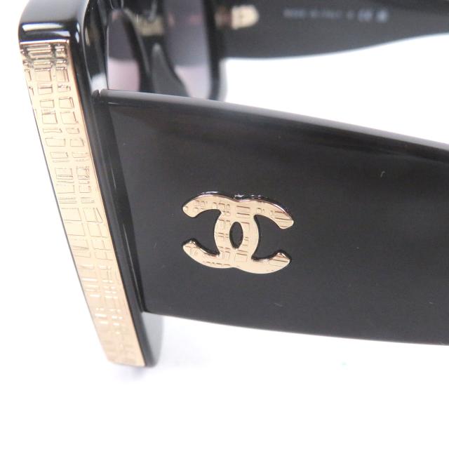 良品□CHANEL シャネル A71377 ココマーク レクタングル シェイプ アイウェア サングラス ブラック ゴールド イタリア製 定価81400円_7