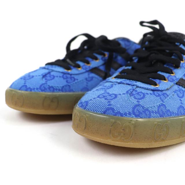 未使用品△GUCCI×adidas グッチ×アディダス 737967 GAZELLE ガゼル GGモノグラム トレフォイル ローカットスニーカー ブルー 26cm_4