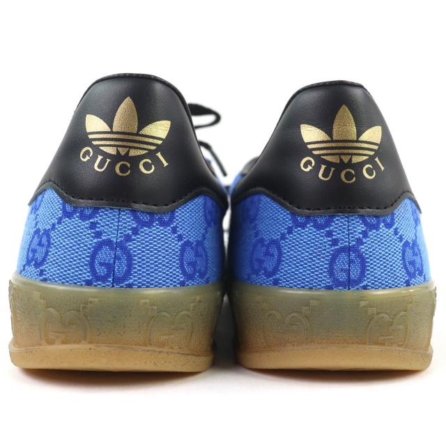 未使用品△GUCCI×adidas グッチ×アディダス 737967 GAZELLE ガゼル GGモノグラム トレフォイル ローカットスニーカー ブルー 26cm_5
