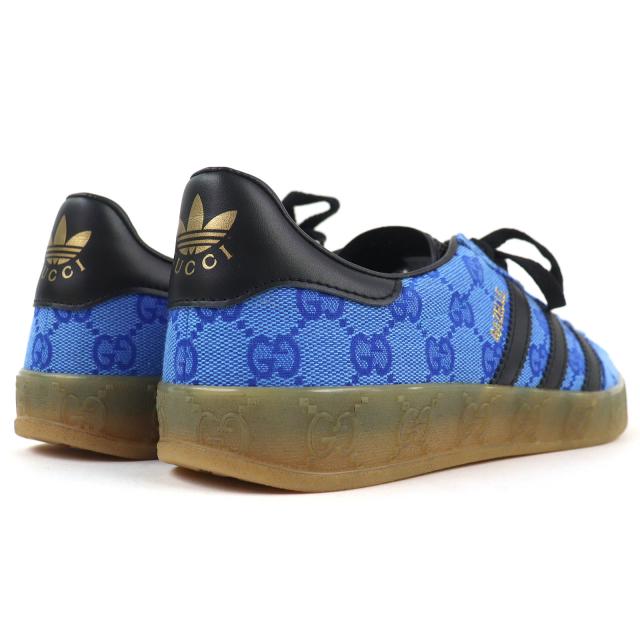 未使用品△GUCCI×adidas グッチ×アディダス 737967 GAZELLE ガゼル GGモノグラム トレフォイル ローカットスニーカー ブルー 26cm_6