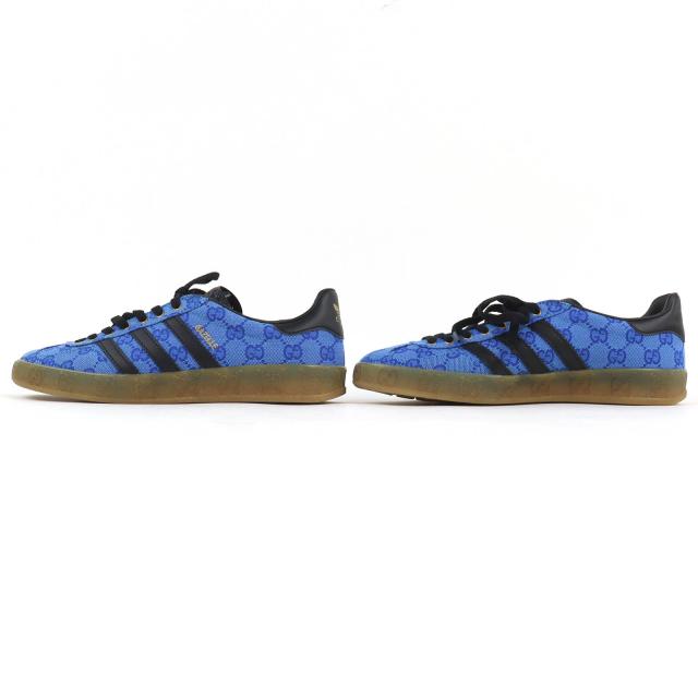未使用品△GUCCI×adidas グッチ×アディダス 737967 GAZELLE ガゼル GGモノグラム トレフォイル ローカットスニーカー ブルー 26cm_2