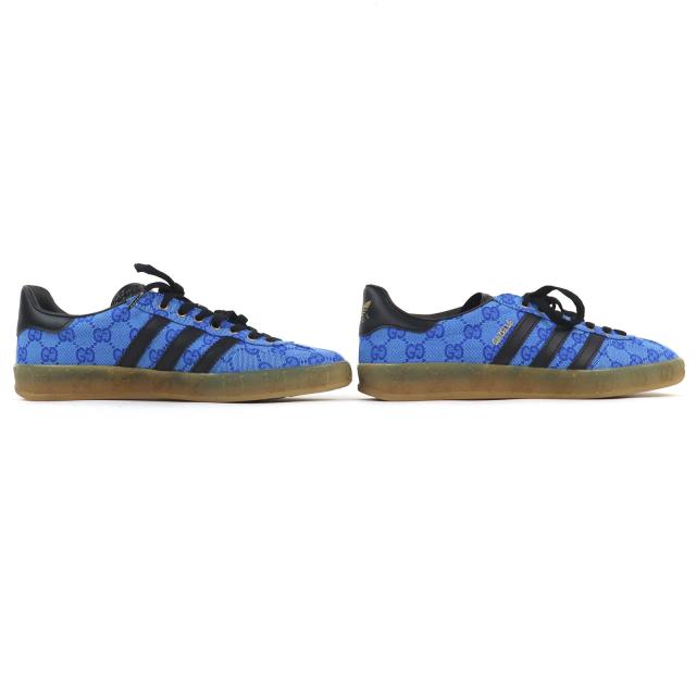 未使用品△GUCCI×adidas グッチ×アディダス 737967 GAZELLE ガゼル GGモノグラム トレフォイル ローカットスニーカー ブルー 26cm_3