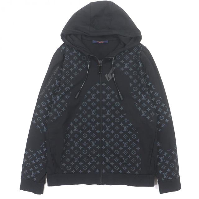 美品▼LOUIS VUITTON ルイヴィトン 22SS 1A9GNB ハイブリッド ジップスルー モノグラム パーカー ブラック M イタリア製 正規品 メンズ