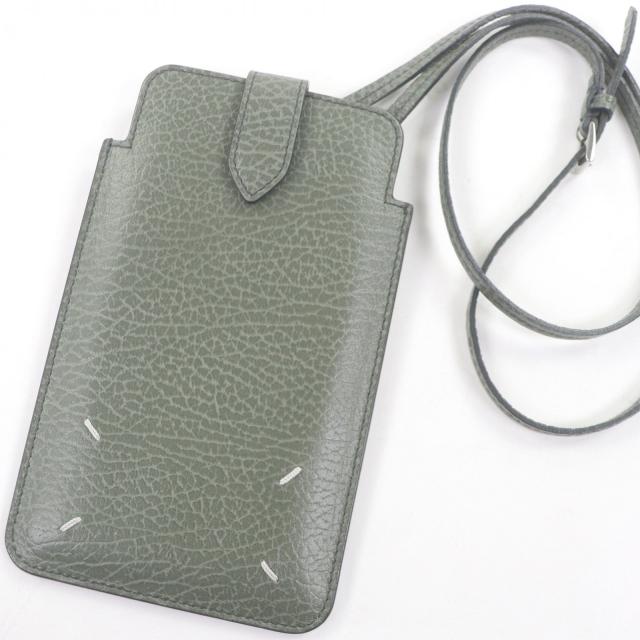極美品□Maison Margiela 11 メゾンマルジェラ11 S56UI0226 レザー 4ステッチ ストラップ付 スマホポーチ フォンホルダー イタリア製