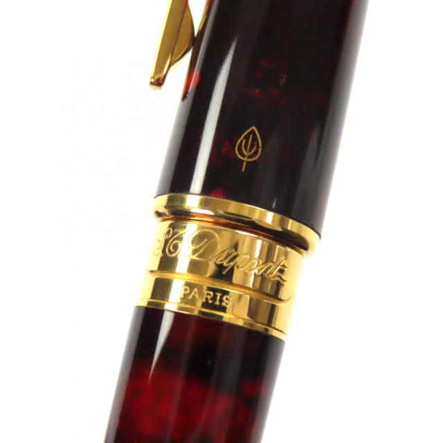 美品▼Dupont デュポン Olympio オランピオ ペン先18K Mニブ 純正漆 万年筆 レッドマーブル ゴールド ブラック フランス製 メンズ_6