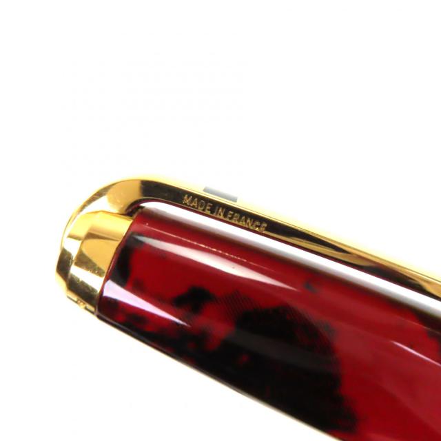 美品▼Dupont デュポン Olympio オランピオ ペン先18K Mニブ 純正漆 万年筆 レッドマーブル ゴールド ブラック フランス製 メンズ_7